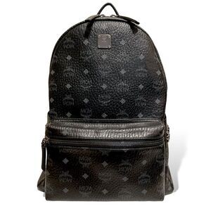MCM Blk/Gry Monogram Stark Side Studs Backpack in Visetos |Size: 42.5cm|